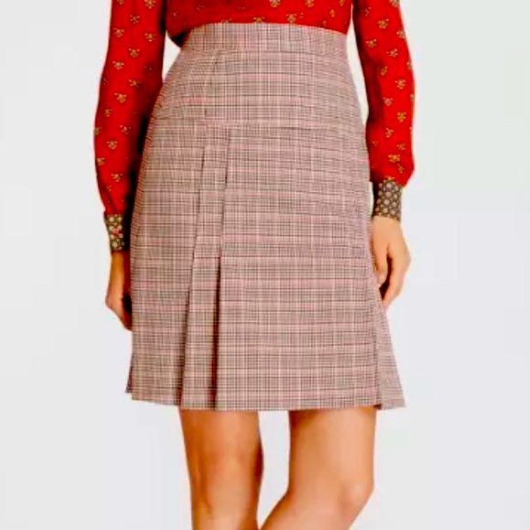 NWT Brooks Brothers Skirt Plaid Houndstooth Brown/Orange size 2p - Picture 2 of 9
